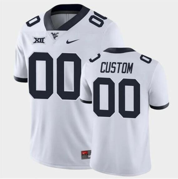 Men's Custom West Virginia Mountaineers Football Jersey Name Number White Game College_1