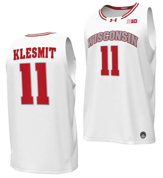 Men's Max Klesmit Jersey #11 Wisconsin Badgers By the Players Basketball 2023-24 White