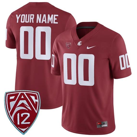 Men's Custom Washington State Cougars Jersey Name and Number College Football Crimson Home Game All Stitched