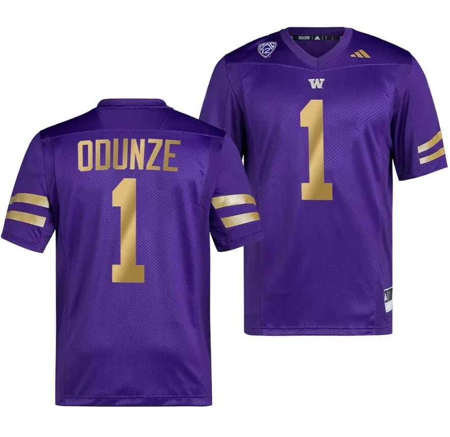 Men's Washington Huskies Rome Odunze Jersey #1 College Football Premier Purple