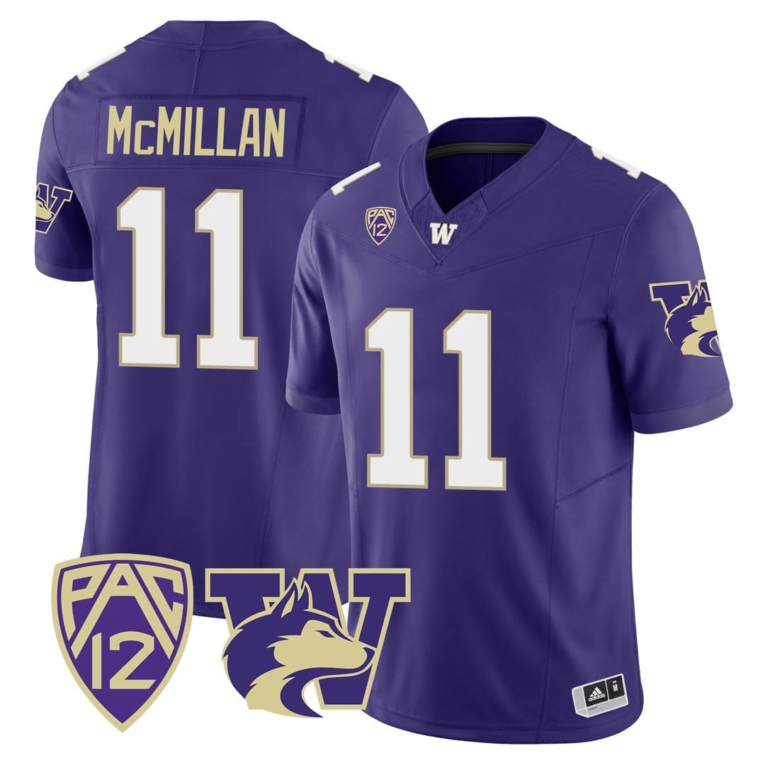 Men's Jalen McMillan Jersey #11 Washington Huskies Logo Patch Football Stitched