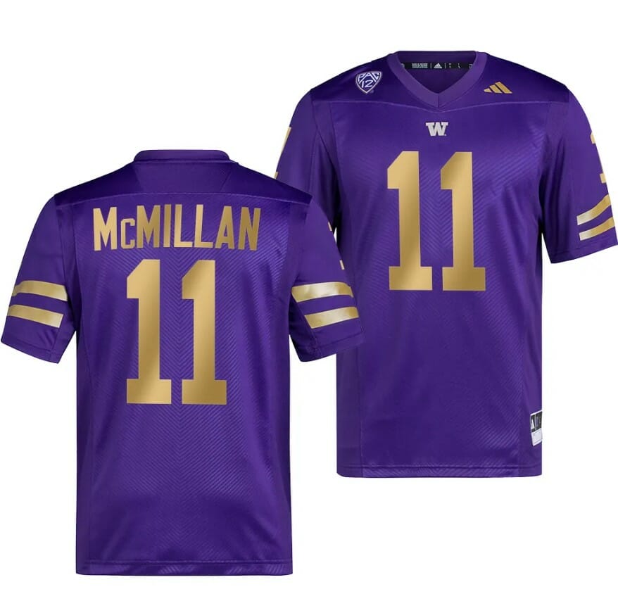 Men's Washington Huskies Jalen McMillan Jersey #11 College Football Premier Purple