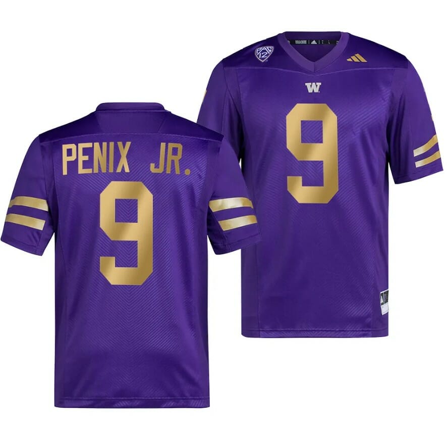 Men's Washington Huskies Michael Penix Jr Jersey #9 College Football Premier Purple