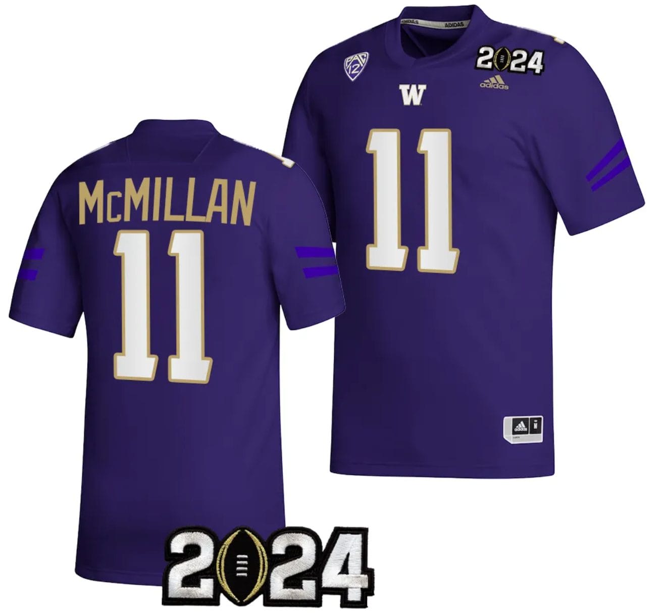 Men's Jalen McMillan Jersey #11 Washington Huskies 2024 College Football Playoff National Championship Purple