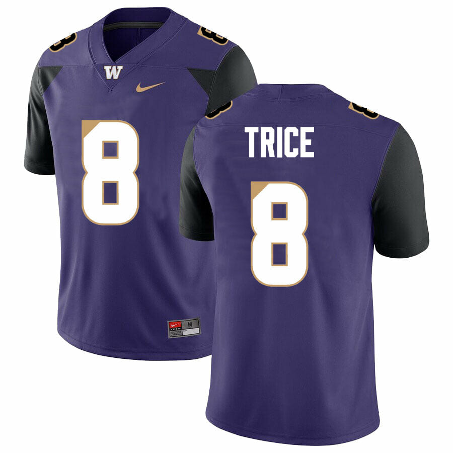 Men's Washington Huskies Bralen Trice Jersey #8 College Football Premier Purple Alternative