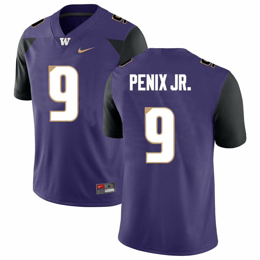 Men's Washington Huskies Michael Penix Jr Jersey #9 College Football Premier Purple Alternative