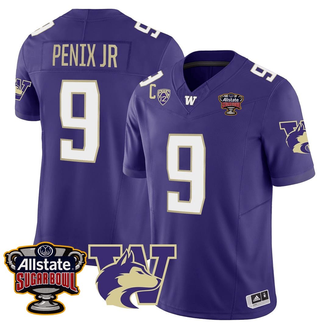 Men's Michael Penix Jr Jersey #9 Washington Huskies Sugar Bowl Patch Football Stitched