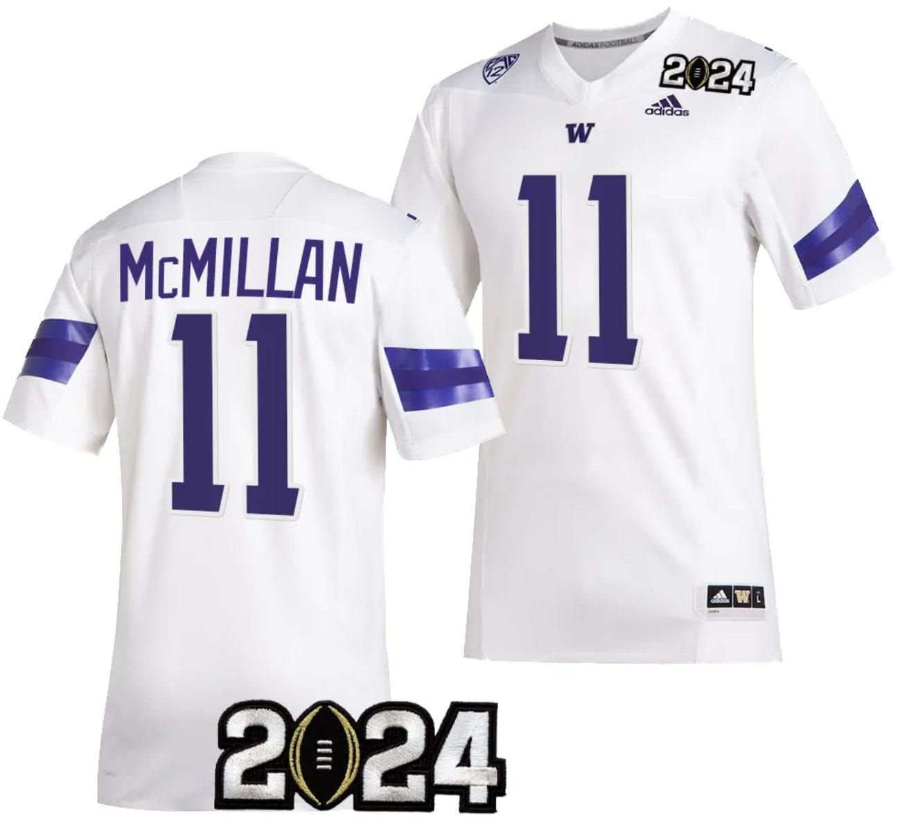 Men's Jalen McMillan Jersey #11 Washington Huskies 2024 College Football Playoff National Championship White