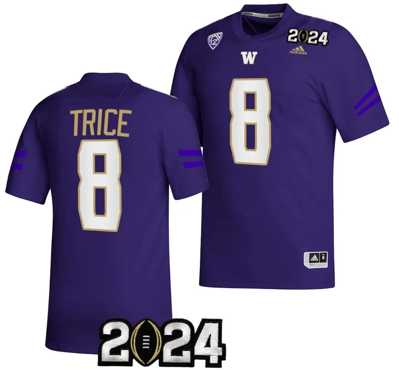 Men's Bralen Trice Jersey #8 Washington Huskies 2024 College Football Playoff National Championship Purple