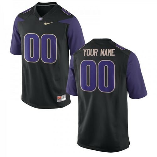 Men's Custom Washington Huskies Jersey Name Number Black College Football