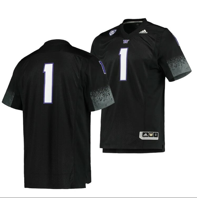 Men's Customized Washington Huskies Jersey 1 Black College Football Premier Jersey