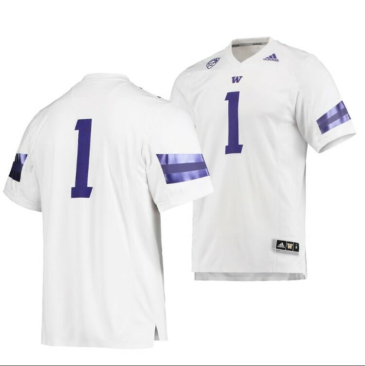 Men's Custom Washington Huskies Football Jersey 1 White College Premier Jersey