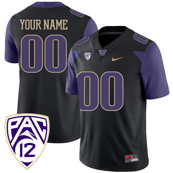 Men's Custom Washington Huskies Jersey Name and Number College Football Black Game All Stitched