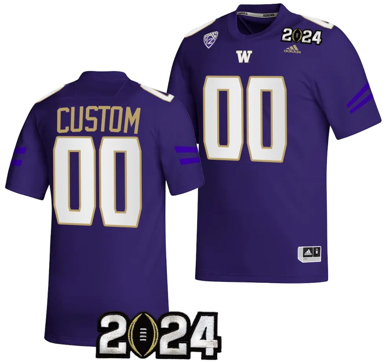 Men's Custom Washington Huskies Jersey Name and Number 2024 College Football Playoff National Championship Purple