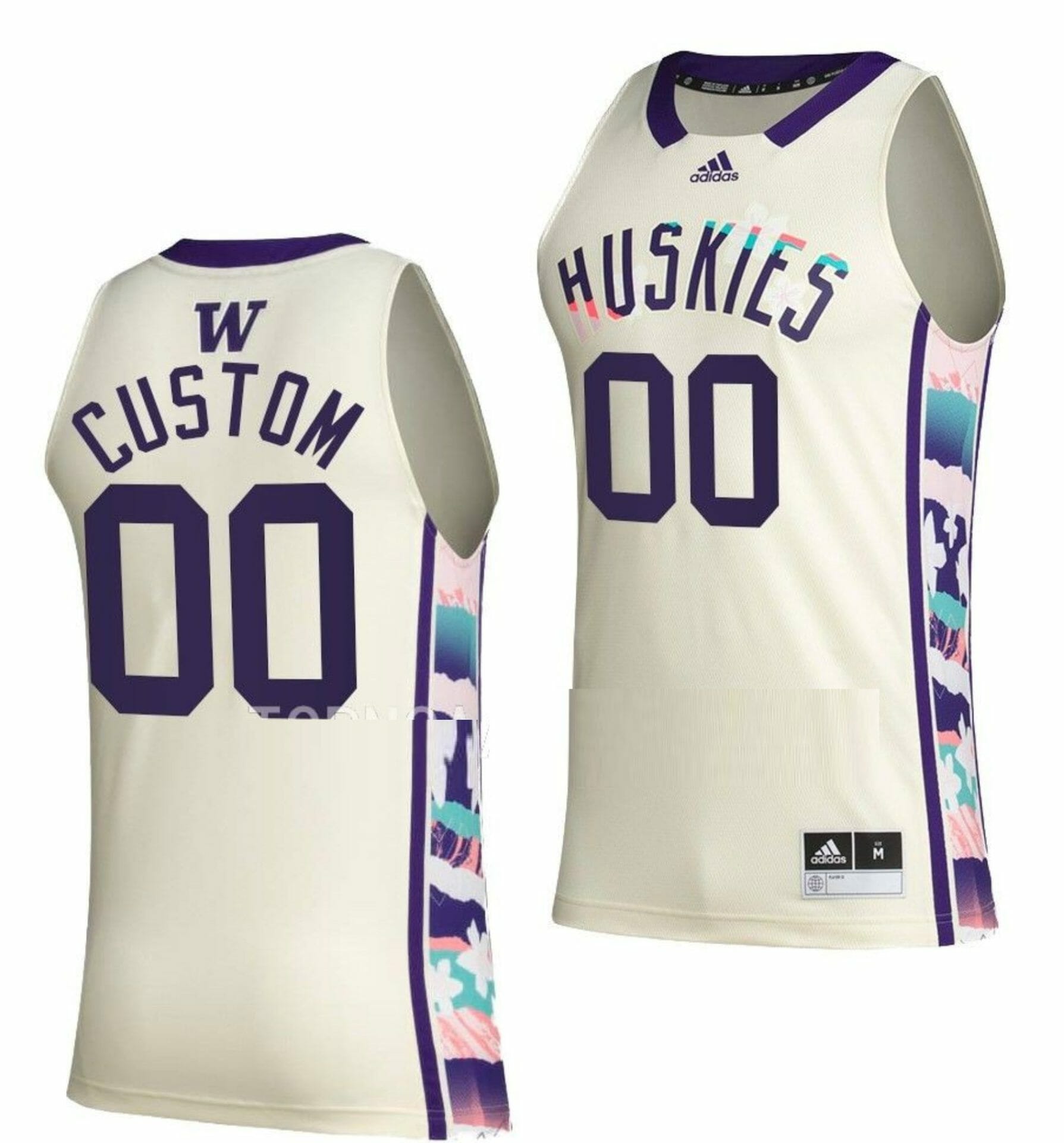 Men's Custom Washington Huskies Jersey Name and Number College Basketball White Honoring