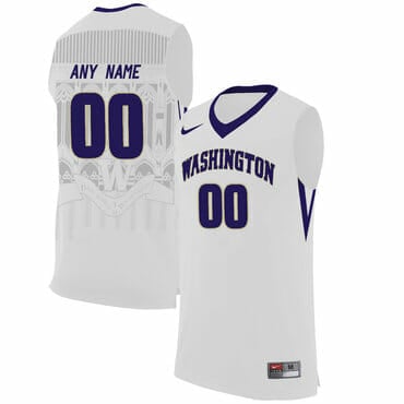 Men's Custom Washington Huskies Jersey College Basketball Name and Number White Style