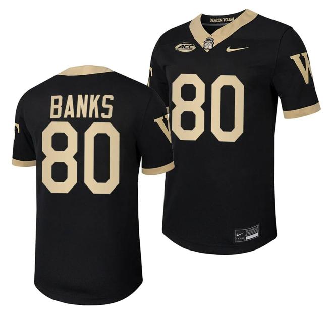 Men's Wake Forest Demon Deacons Jahmal Banks Jersey Home College Football Replica Black #80