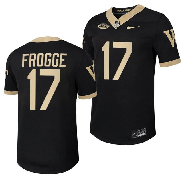 Men's Wake Forest Demon Deacons Michael Frogge Jersey Home College Football Replica Black #17