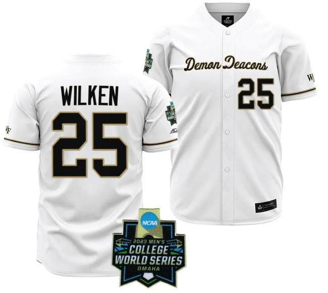 Men's Wake Forest Demon Deacons Baseball Brock Wilken Jersey NCAA 2023 College World Series White #25