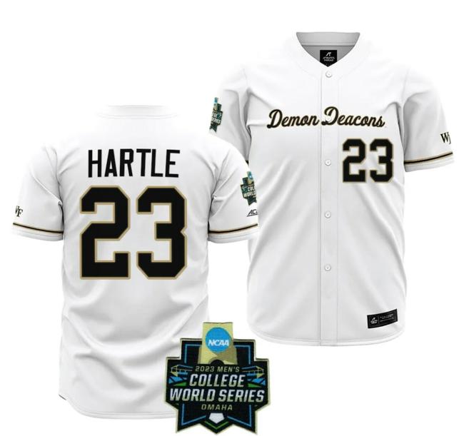 Men's Wake Forest Demon Deacons Baseball Josh Hartle Jersey NCAA 2023 College World Series White #23