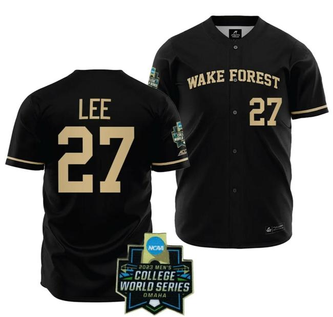 Men's Wake Forest Demon Deacons Baseball Bennett Lee Jersey NCAA 2023 College World Series Black #27