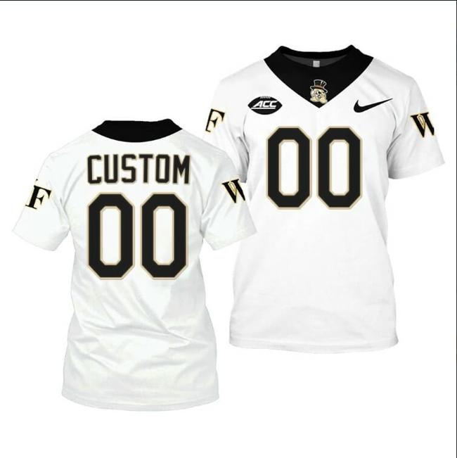 Men's Custom Wake Forest Demon Deacons Jersey White 2021-22 College Football Replica Jersey