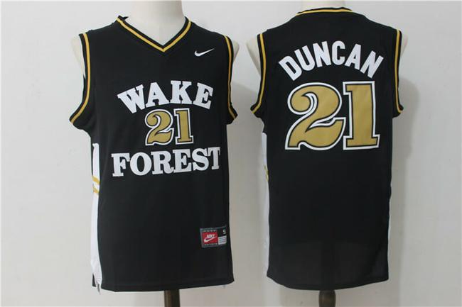 Men's Wake Forest Demon Deacons #21 Tim Duncan NCAA Basketball Jersey Black