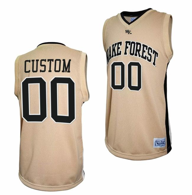 Men's Custom Wake Forest Demon Deacons Jersey Name and Number College Basketball Retro Gold