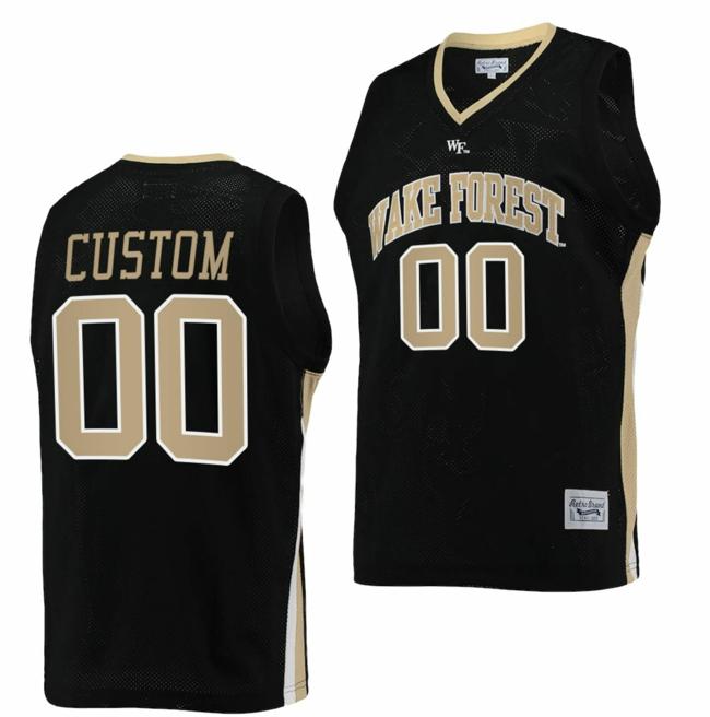 Men's Custom Wake Forest Demon Deacons Jersey Name and Number College Basketball Retro Black