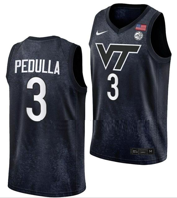 Men's Sean Pedulla Jersey Virginia Tech Hokies College Basketball Swingman Black #3