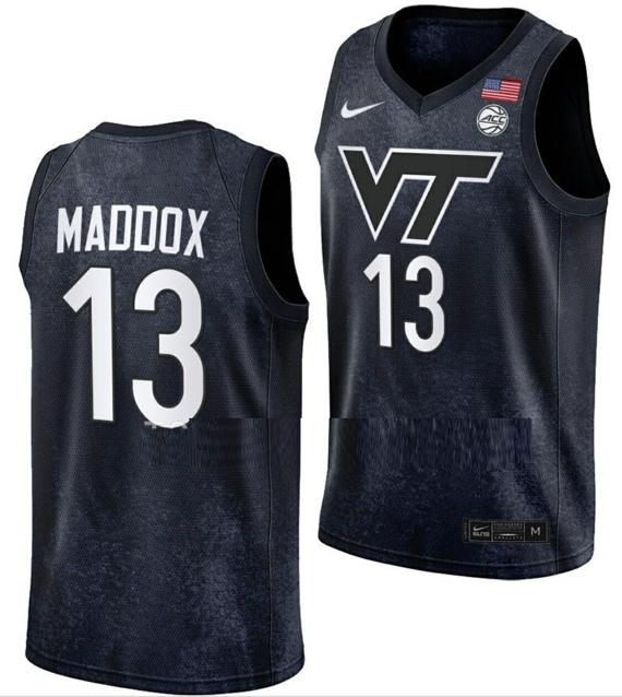 Men's Dairus Maddox Jersey Virginia Tech Hokies College Basketball Swingman Black #13