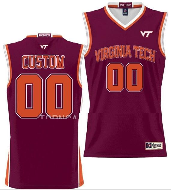 Men's Custom Virginia Tech Hokies Jersey Name and Number College Basketball NIL Pick-A-Player Maroon