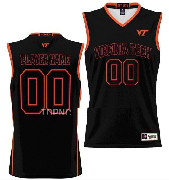 Men's Custom Virginia Tech Hokies Jersey Name and Number College Basketball NIL Pick-A-Player Black