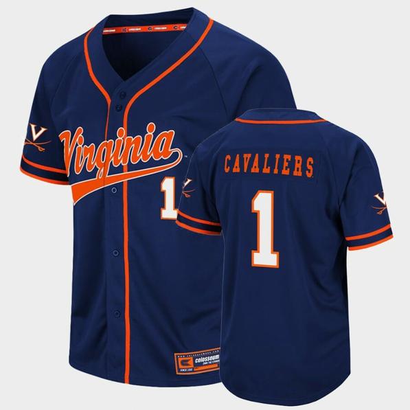 Men's Colosseum Virginia Cavaliers Custom Name Number Navy College Baseball Jersey