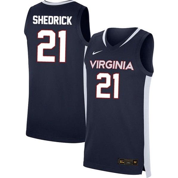 Men's Kadin Shedrick Jersey #21 Virginia Cavaliers College Basketball Stitched Navy