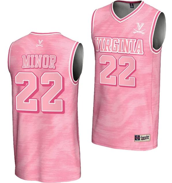 Men's Jordan Minor Jersey #22 Virginia Cavaliers College Basketball Lightweight Pink