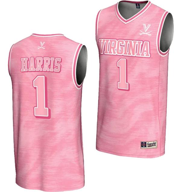 Men's Dante Harris Jersey #1 Virginia Cavaliers College Basketball Lightweight Pink