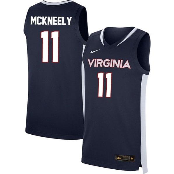 Men's Isaac McKneely Jersey #11 Virginia Cavaliers College Basketball Stitched Navy