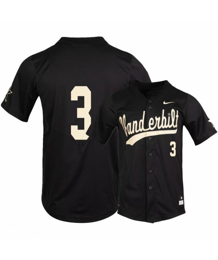 Men's Vanderbilt Commodores 3 Cooper Davis Black College Baseball Jersey