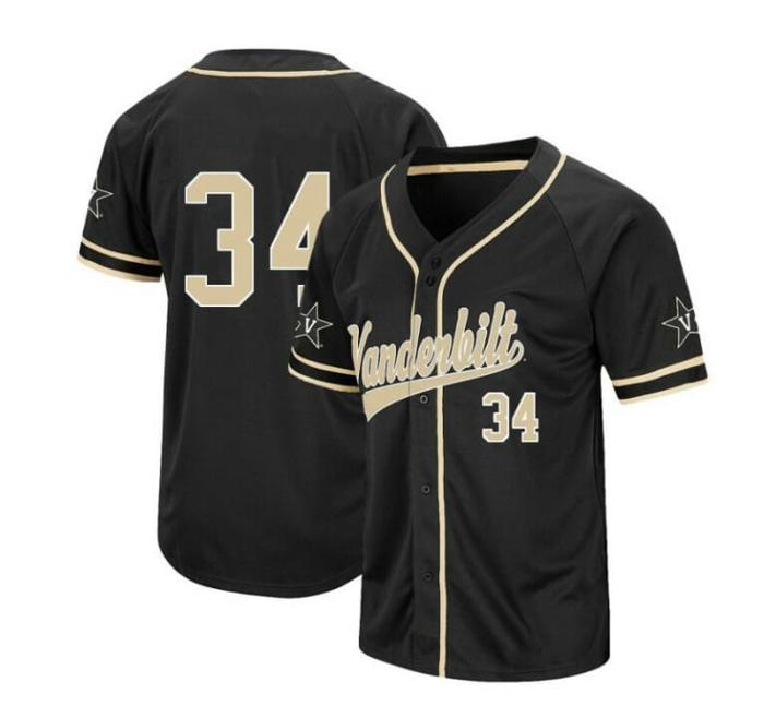 Men's Spencer Jones Jersey Vanderbilt Commodores Baseball NCAA College Black Alumni #34