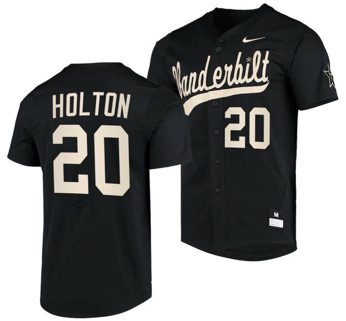 Men's Carter Holton Jersey Vanderbilt Commodores College Baseball Replica Black #20