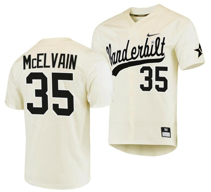 Men's Chris McElvain Jersey Vanderbilt Commodores College Baseball Replica Cream #35