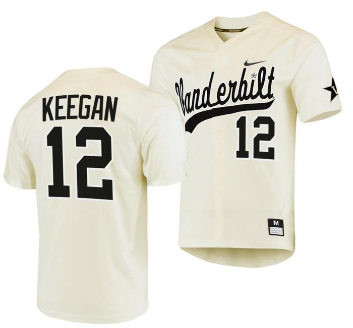 Men's Dominic Keegan Jersey Vanderbilt Commodores College Baseball Replica Cream #12