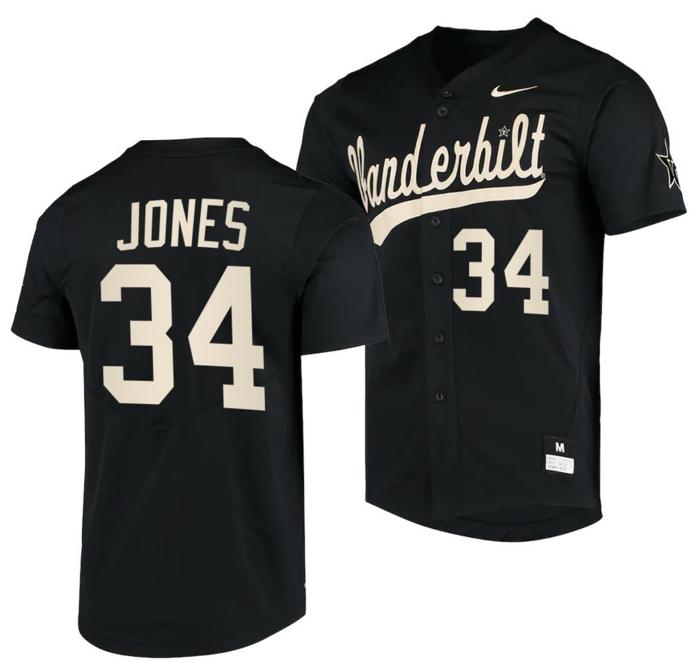 Men's Spencer Jones Jersey Vanderbilt Commodores Baseball NCAA College Black #34