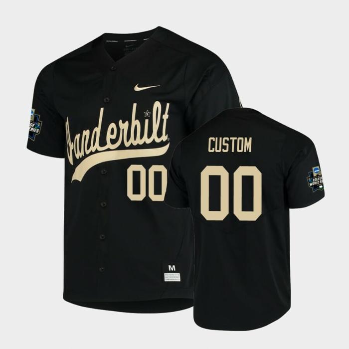 Men's Vanderbilt Commodores Custom Black World Series Baseball Jersey