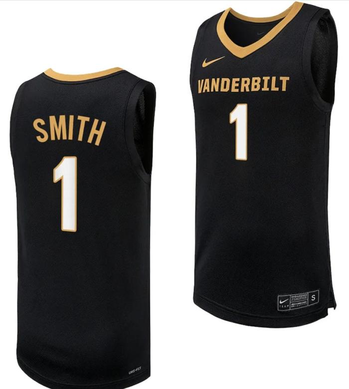 Men's Colin Smith Jersey #1 Vanderbilt Commodores Replica Basketball uniform Black