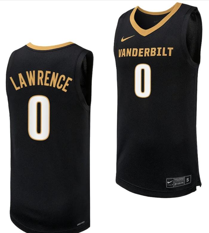 Men's Tyrin Lawrence Jersey #0 Vanderbilt Commodores Replica Basketball uniform Black