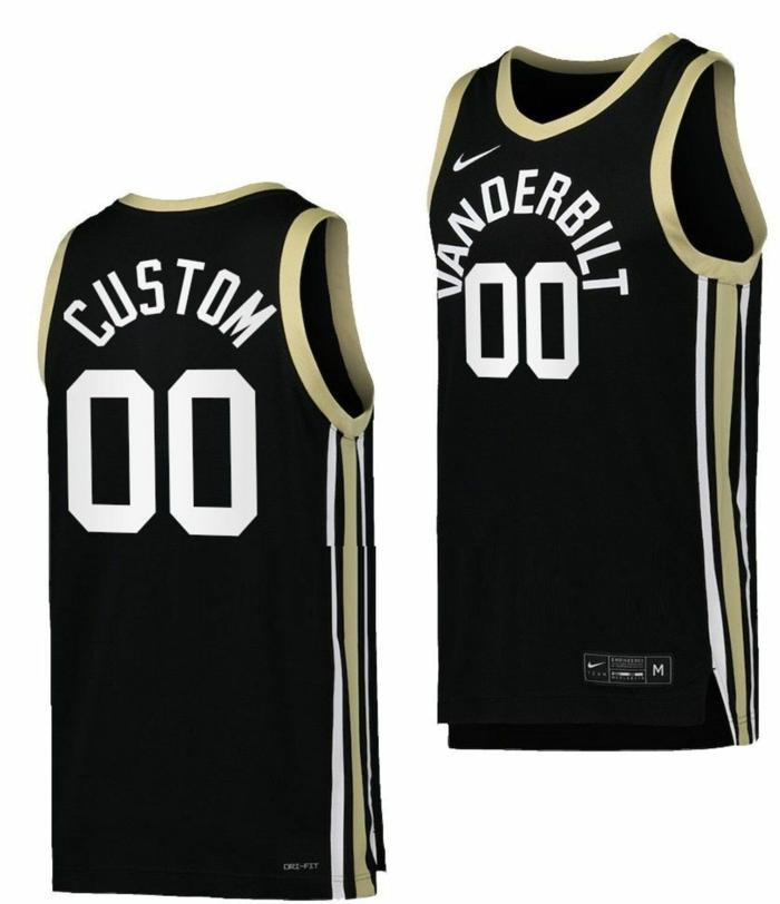 Men's Custom Vanderbilt Commodores Jersey Name and Number College Basketball Uniform Black