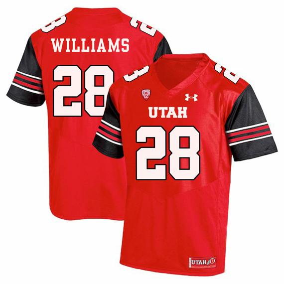 Men's Utah Utes #28 Joe Williams NCAA College Football Jersey Red