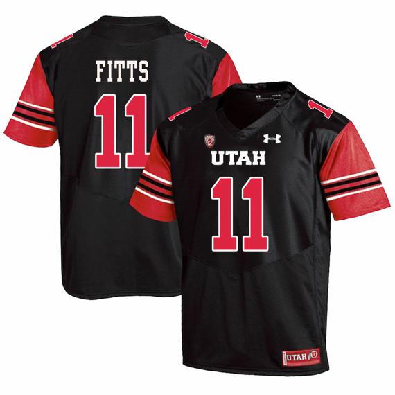 Men's Utah Utes #11 Kylie Fitts NCAA College Football Jersey Black